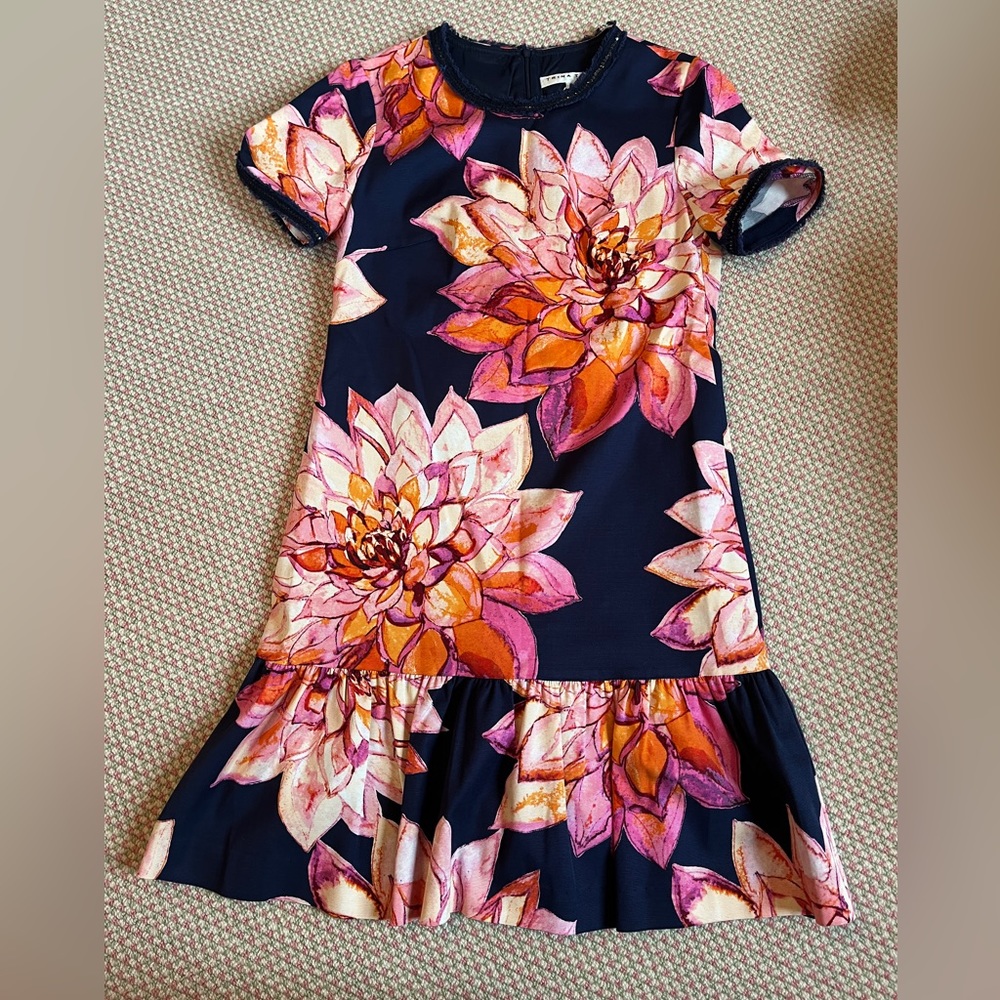 TRINA TURK “Coast” Navy Floral-Print Dress, perfect worn condition, size 6!!